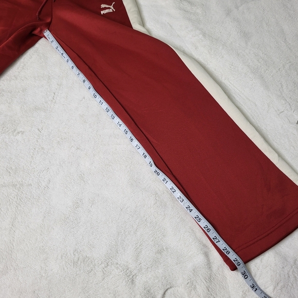 Puma Iconic T7 Intense Red Track Pants with White Stripes. Straight Leg - Picture 8 of 11